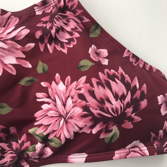 altar'd state | maroon floral bikini top high neck - Picture 4 of 7